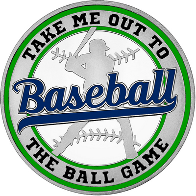 Navy Blue "Baseball" with Green Outer Circular Borders